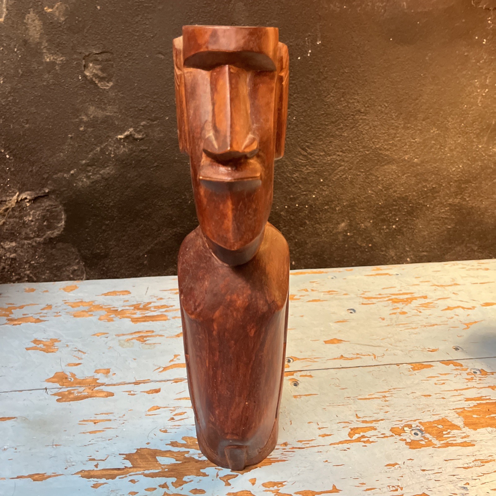 VINTAGE 13.5” MOAI KAVA KAVA RAPA NUI EASTERN ISLAND CARVED WOOD VINTAGE 13.5” MOAI KAVA KAVA RAPA NUI EASTERN ISLAND CARVED WOOD