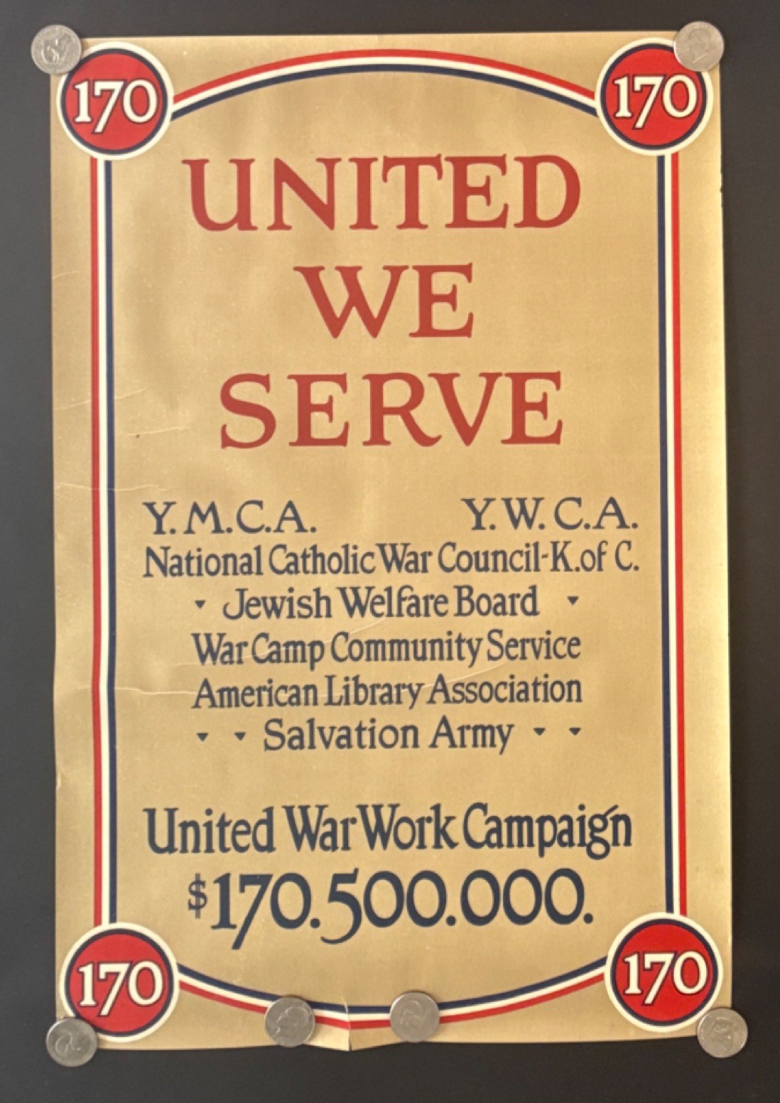 Original  WWI US Poster \'United We Serve\' United War Work Campaign YMCA YWCA