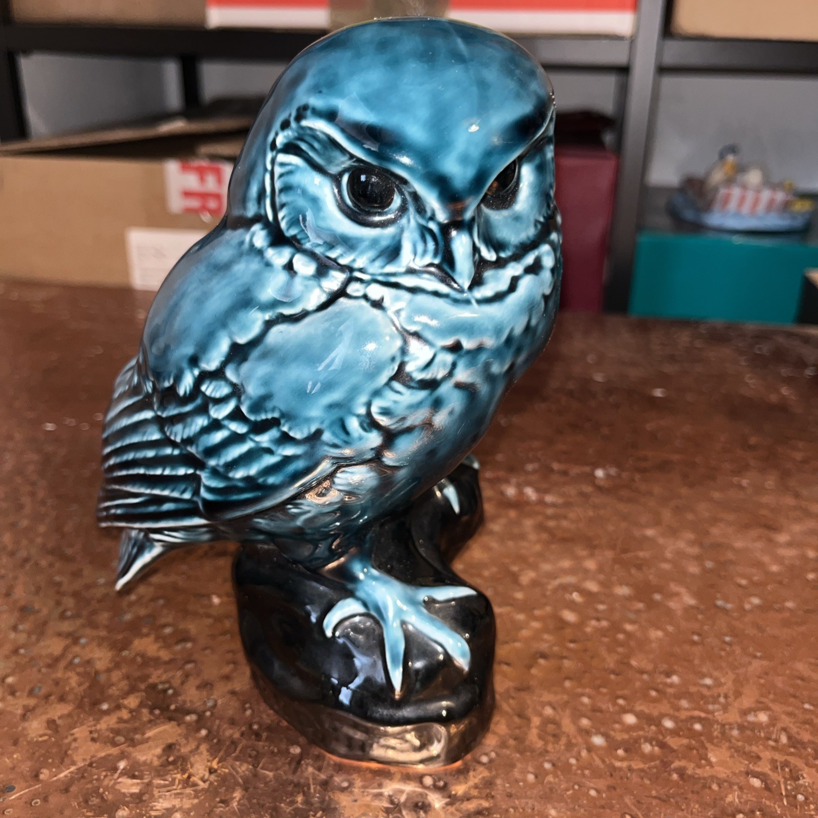 Vintage Poole Pottery Large Blue Owl 18cm Tall By Barbara Linley-Adams