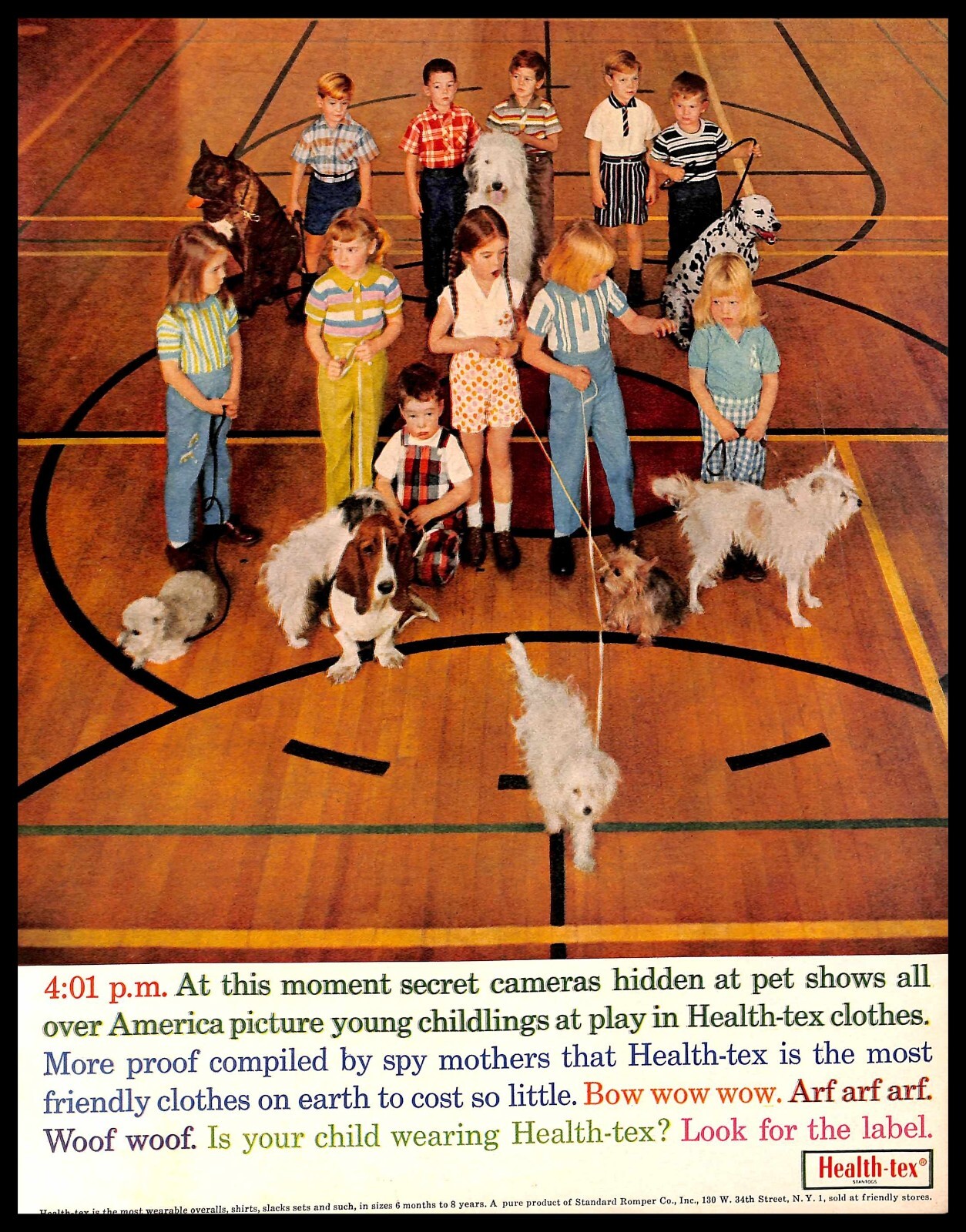 1962 Health Tex Clothes Vintage PRINT AD Children Pet Show Dogs