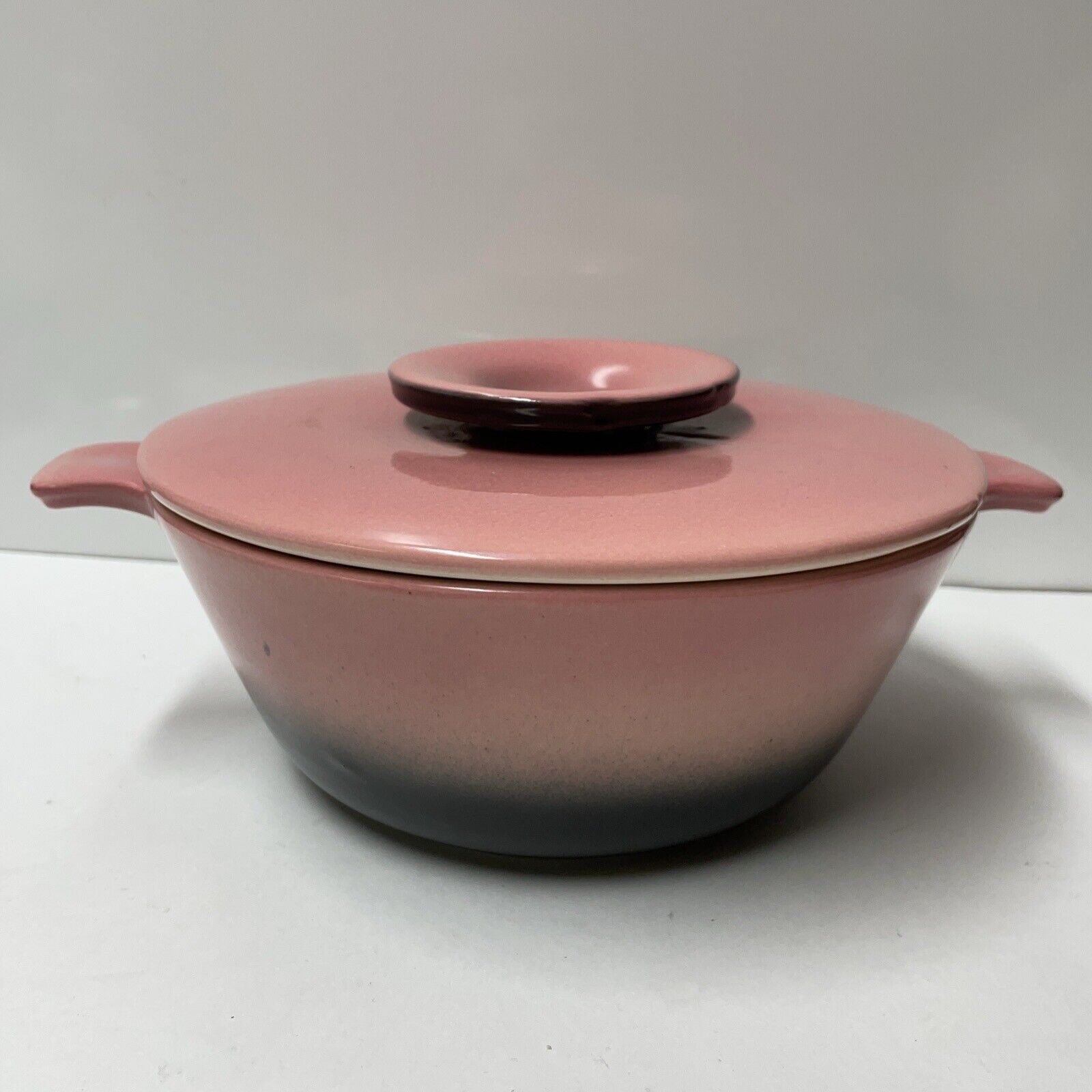 Vintage HULL No. 35  Pink Serving Casserole Dish Pottery Divided Covered USA