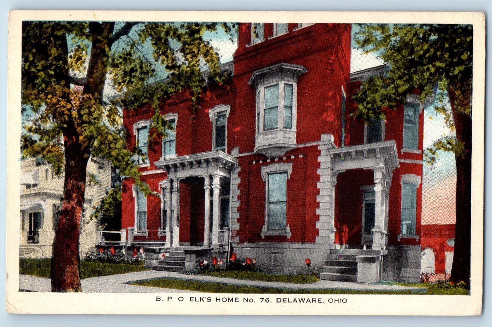 Delaware Ohio OH Postcard BPO Elk's Home No. 76 Building Exterior c1910s Antique