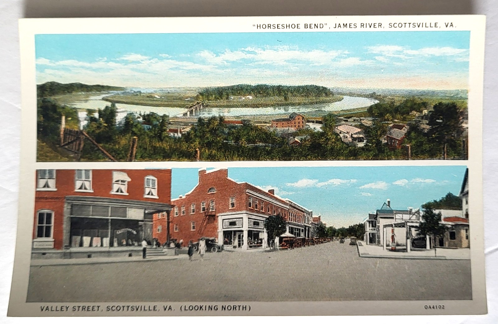 W E BURGESS SCOTTSVILLE VA Postcard HORSESHOE BEND JAMES RIVER VALLEY ST Mint