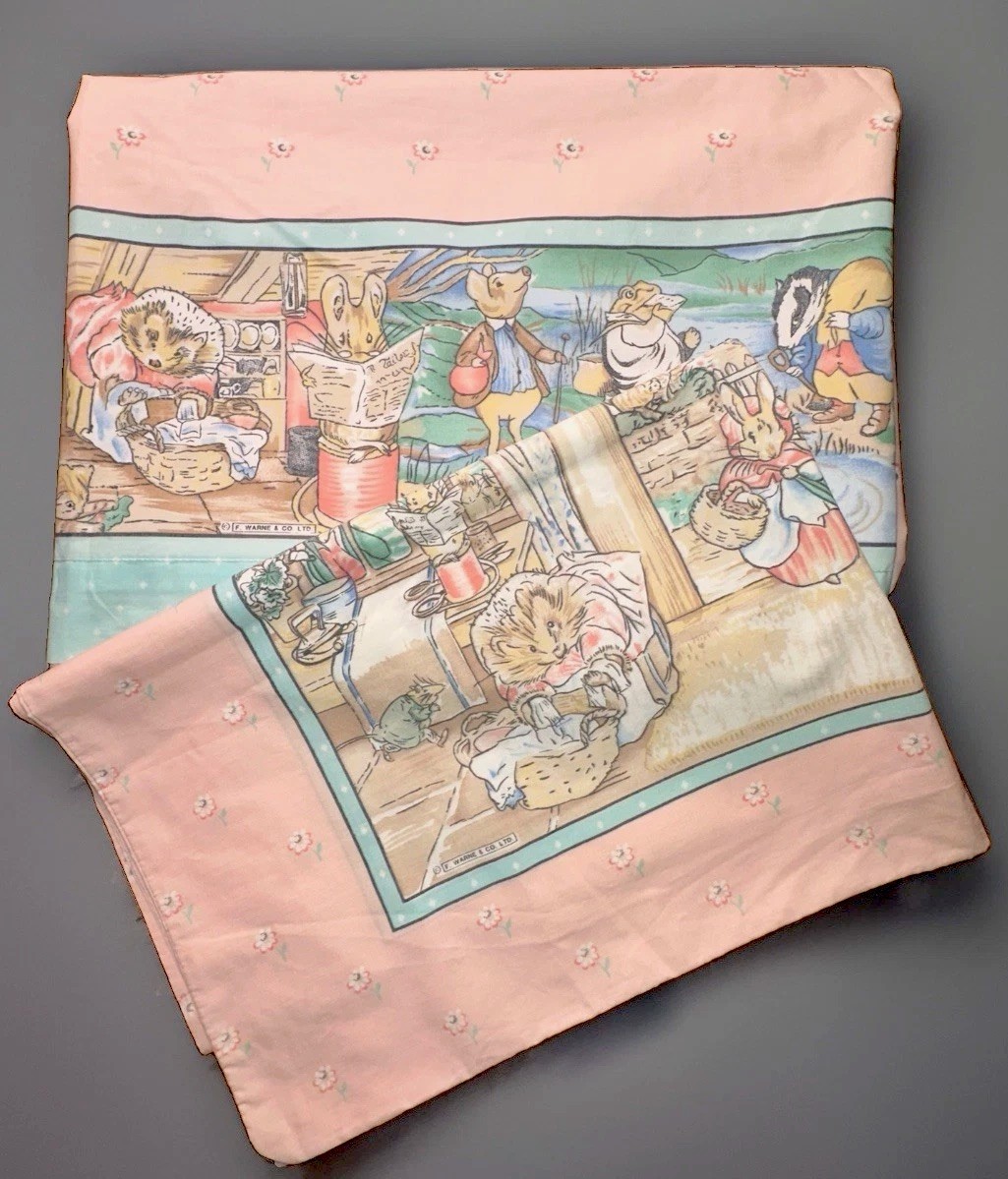 Vintage Beatrix Potter The Tailor of Gloucester Twin Flat Sheet & Pillowcase EUC