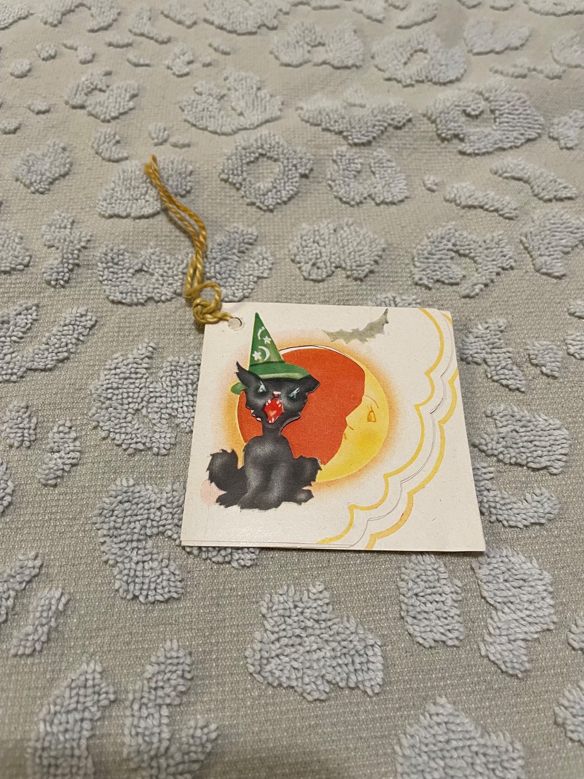 Vintage Americard Black Cat in Witch\'s Hat Bridge Tally