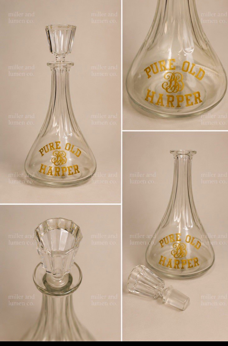 Antique I.W. Harper Pre-Prohibition Gold Gilt Whiskey Decanter (c. 1890-1910)