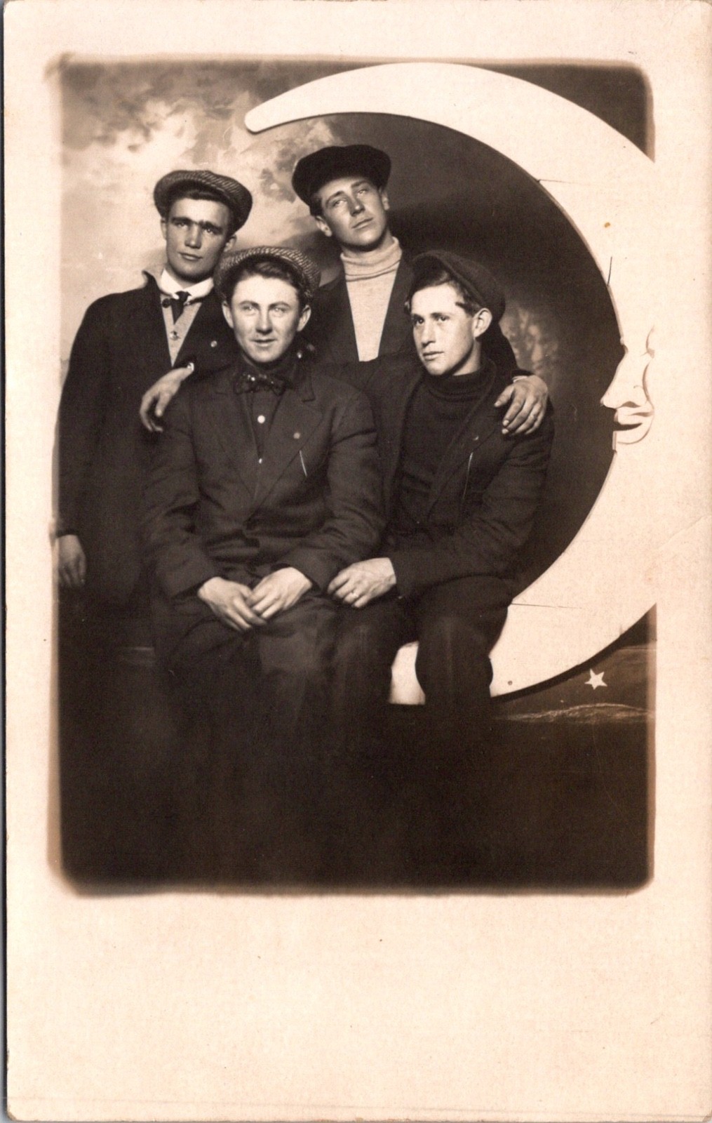 RPPC Real Photo postcard Moon Studio Shot 4 Olsons Rushford Minnesota ?