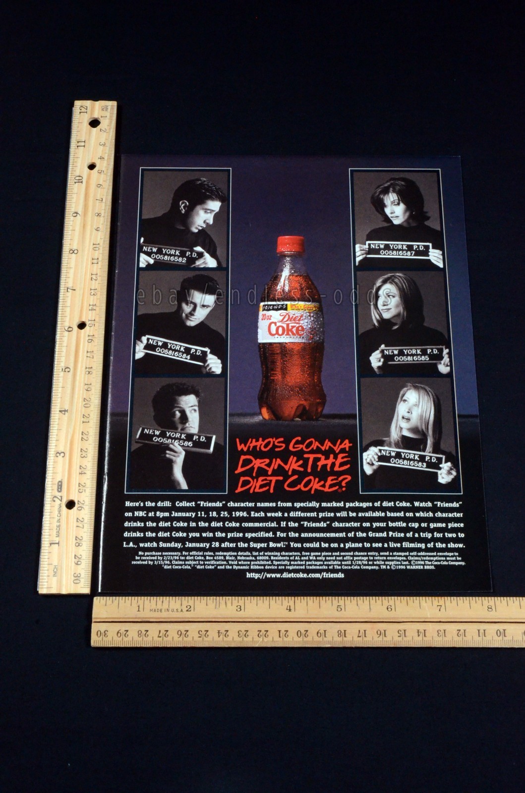 1996 Friends NBC Diet Coke Coca-Cola Soda Magazine Page Print Ad Poster 90s