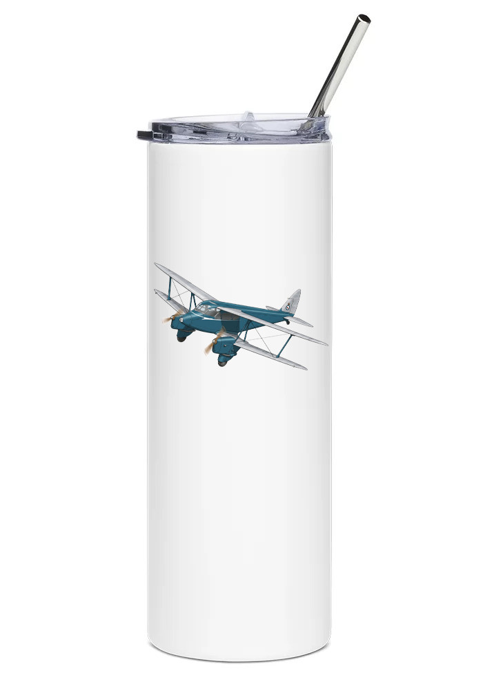 De Havilland DH-90A Dragonfly Stainless Steel Water Tumbler with straw - 20oz.