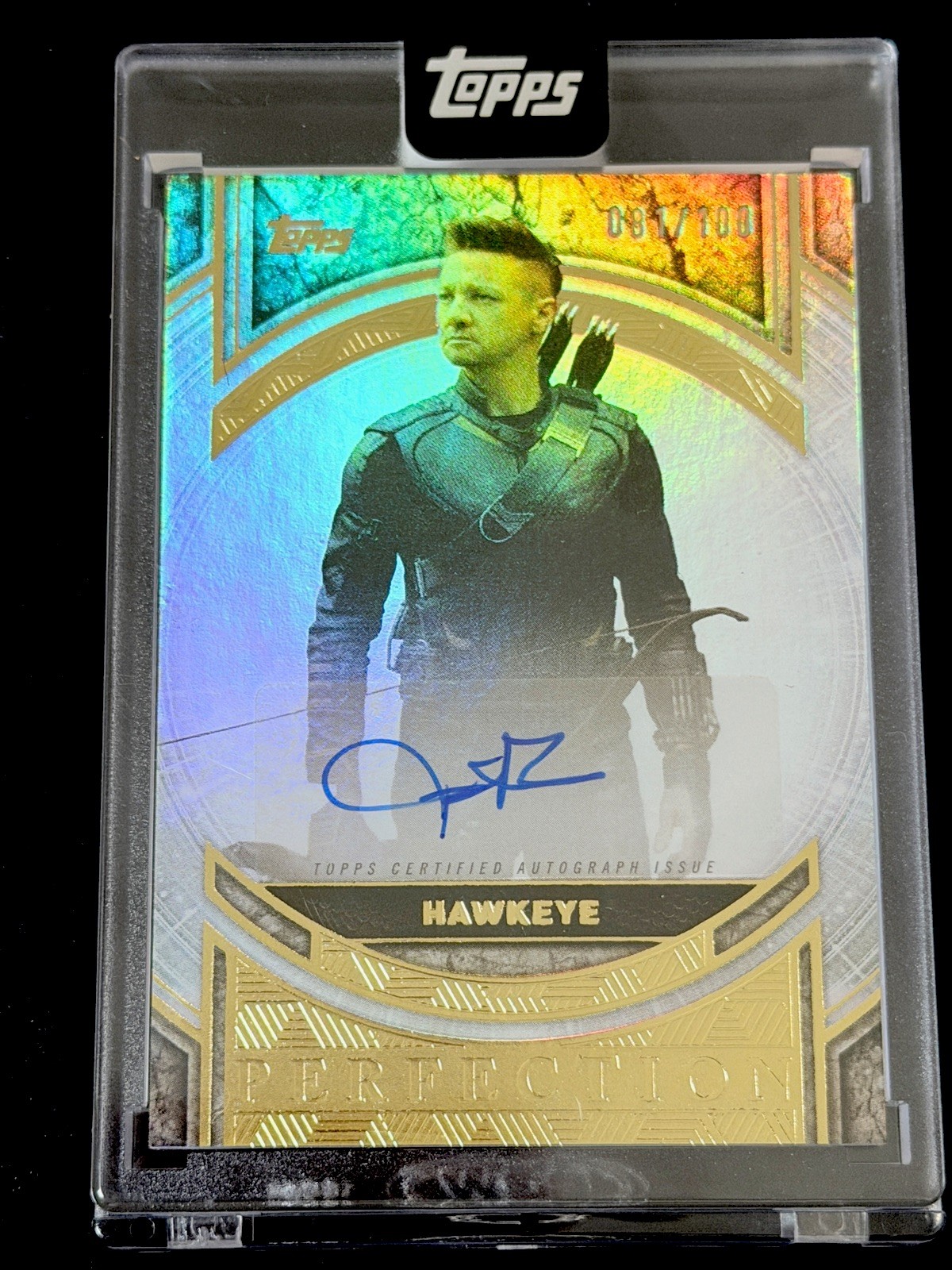2025 Topps Marvel The Collector Perfection Autograph Hawkey Jeremy Renner 81/100