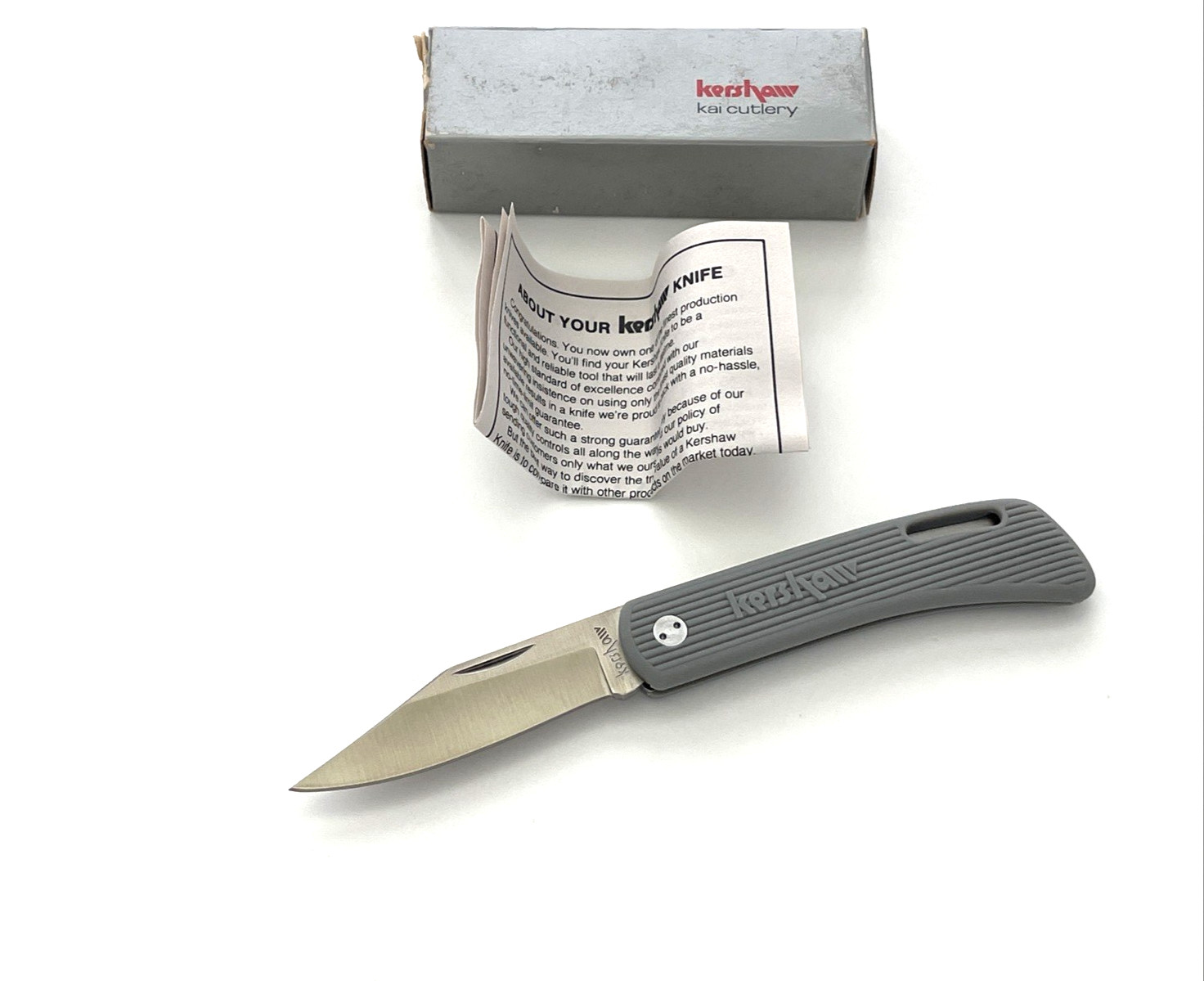 Kershaw 3000 D.W.O. Folding Knife Gray Handle Early Spanner Screws Japan 1989