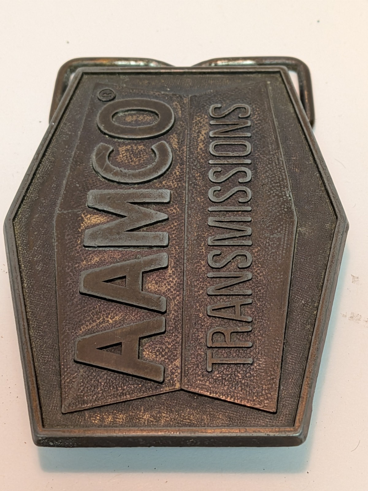 Vtg Retro Belt Buckle Aamco Transmissions Patina American Advertising Automoblia
