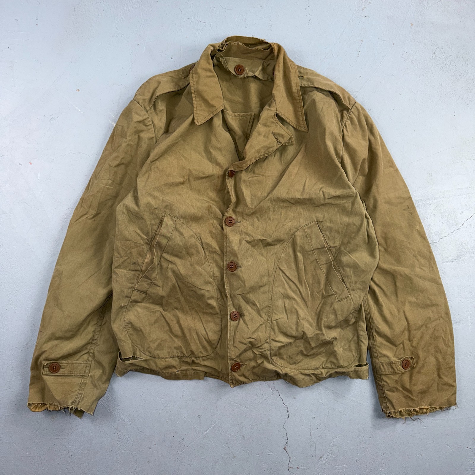 WW2 M41 Army Field Jacket Military 1940s WWII M-1941 Civilian? Unlined Rips