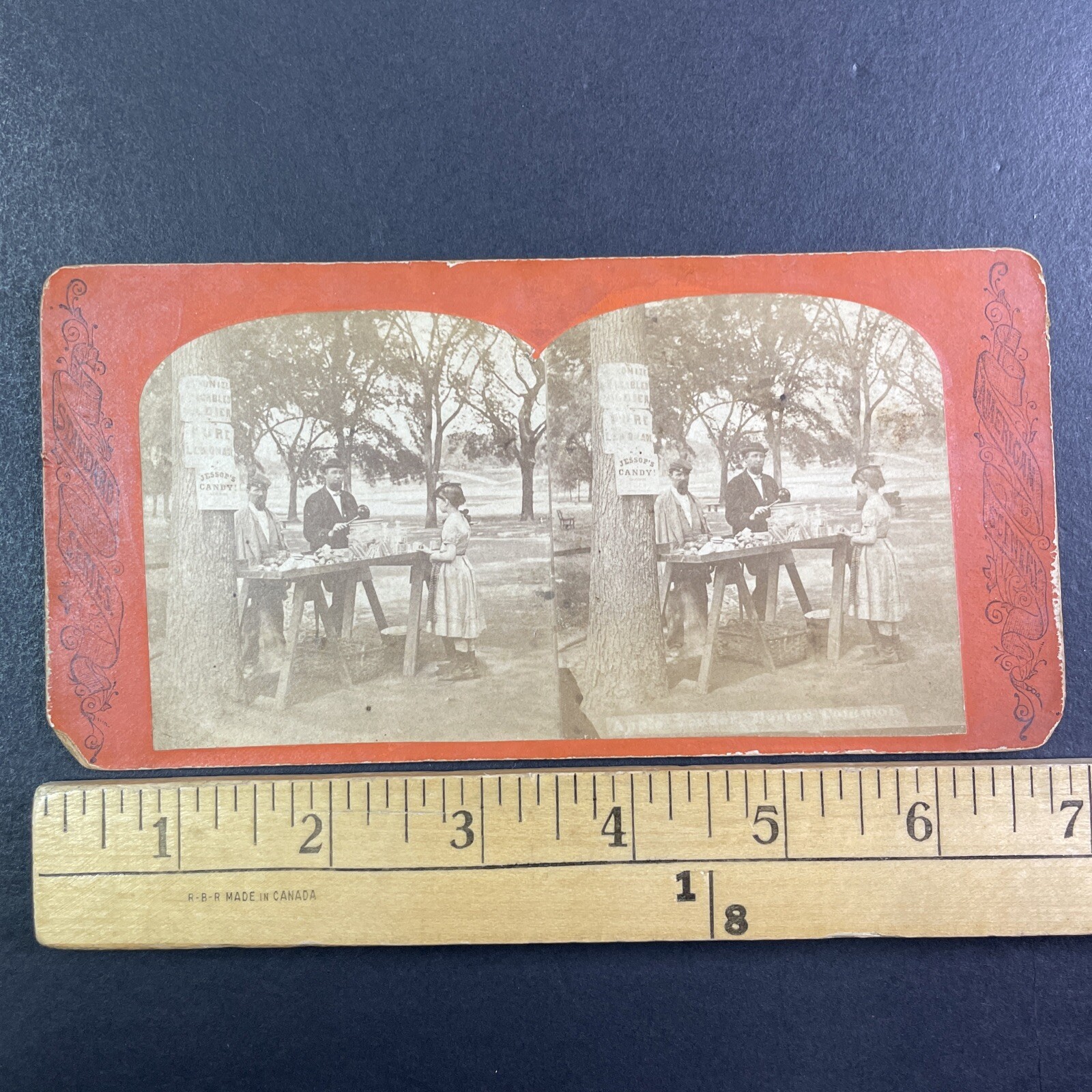 Disabled Soldier Lemonade Vendor Stereoview Standard Series Boston Common c1870