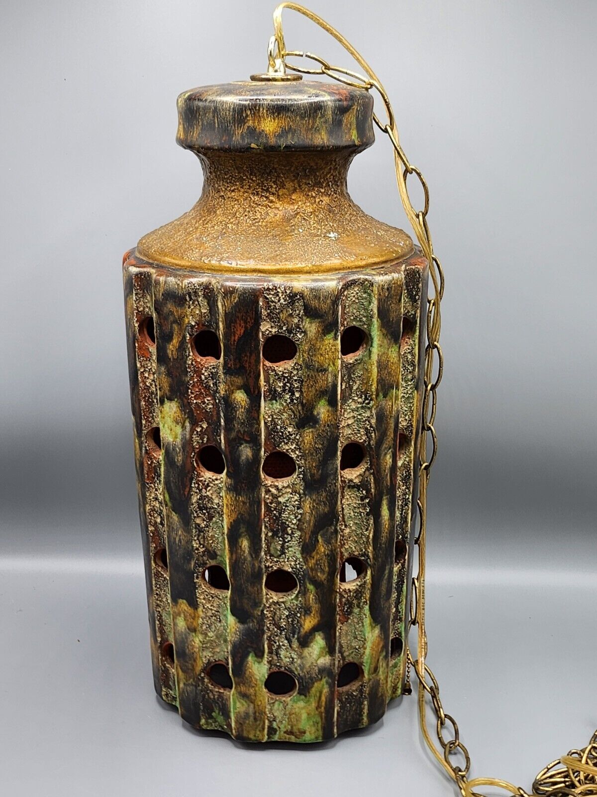 Vintage Mid Century Vintage Ceramic Hanging Swag Lamp 