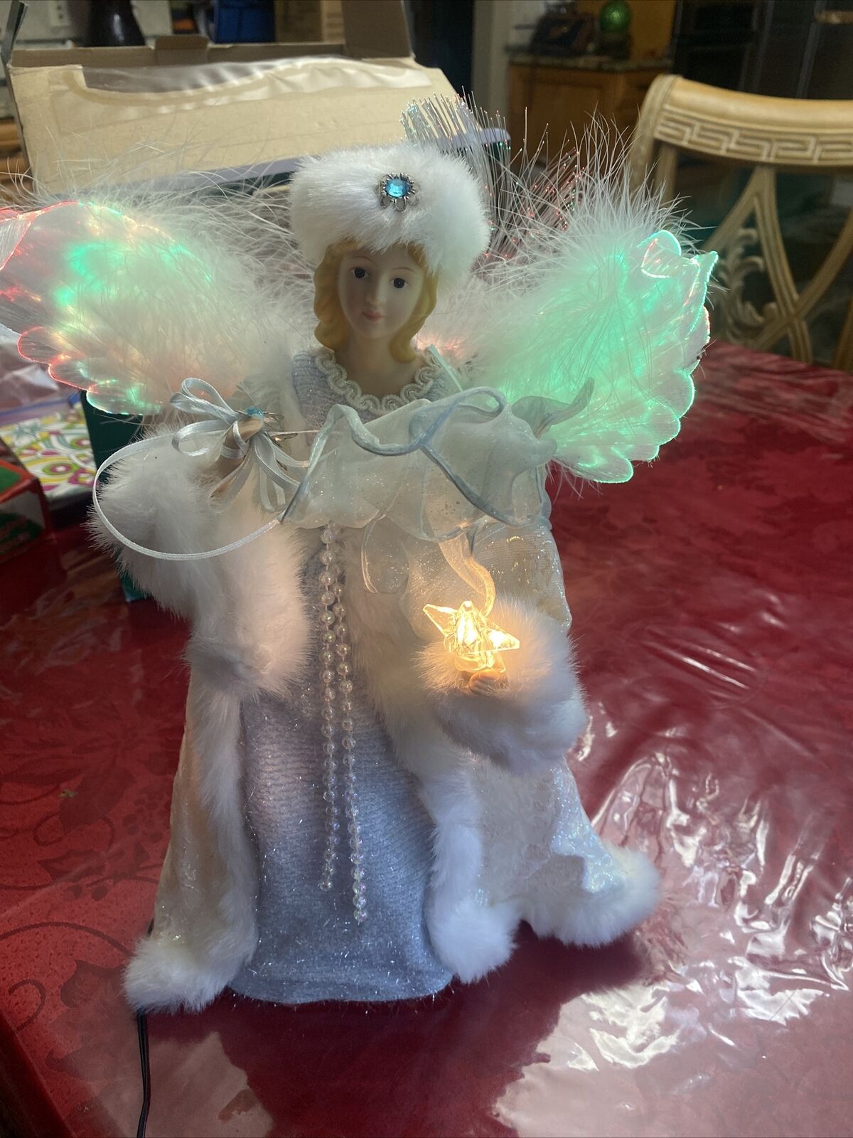 Vintage Lighted 'Magical Christmas Angel with Wings. Head & Arms Movement