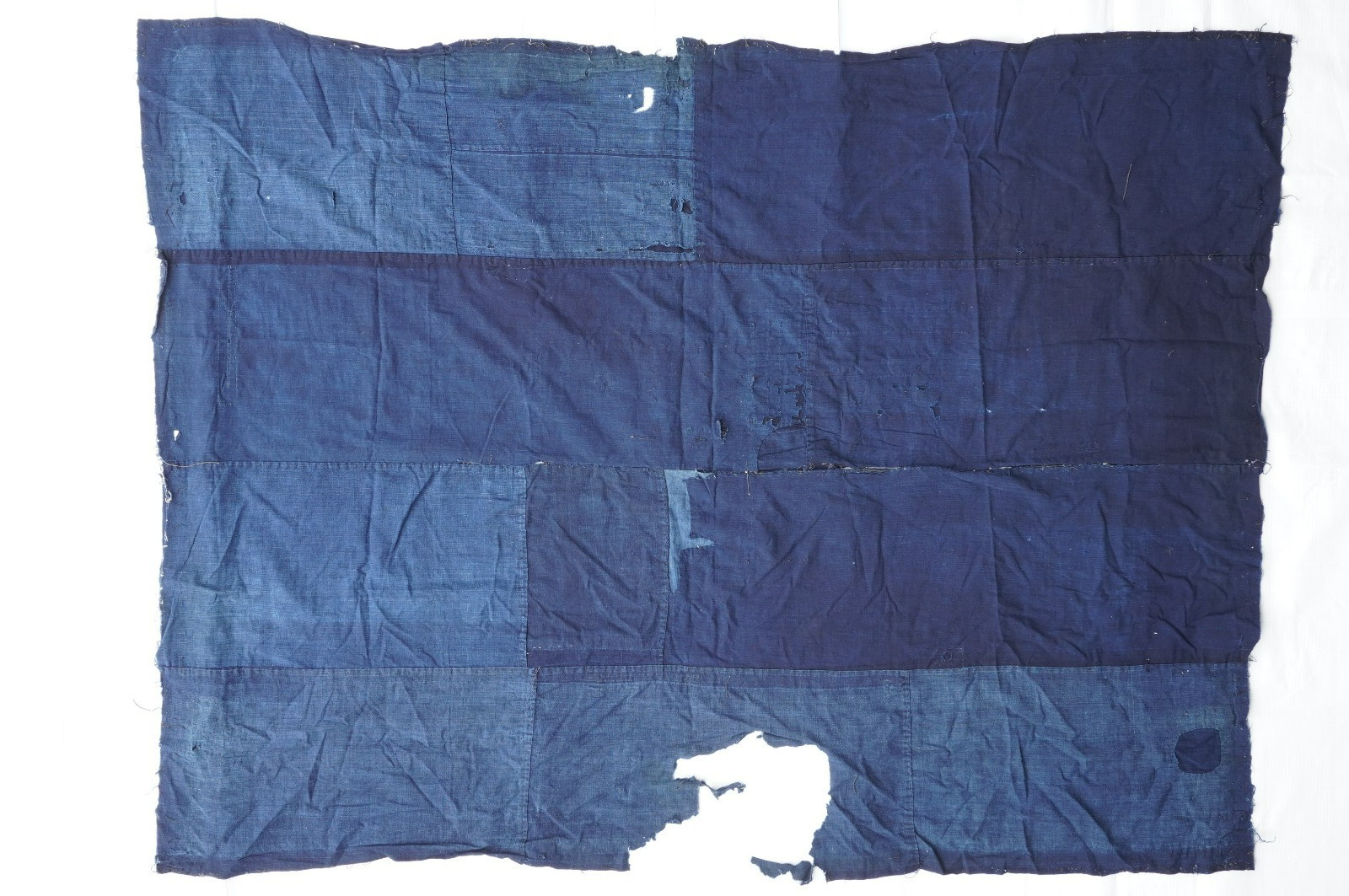 BORO Japanese Antique Fabric Indigo Aizome Cotton Textile 65 × 49\