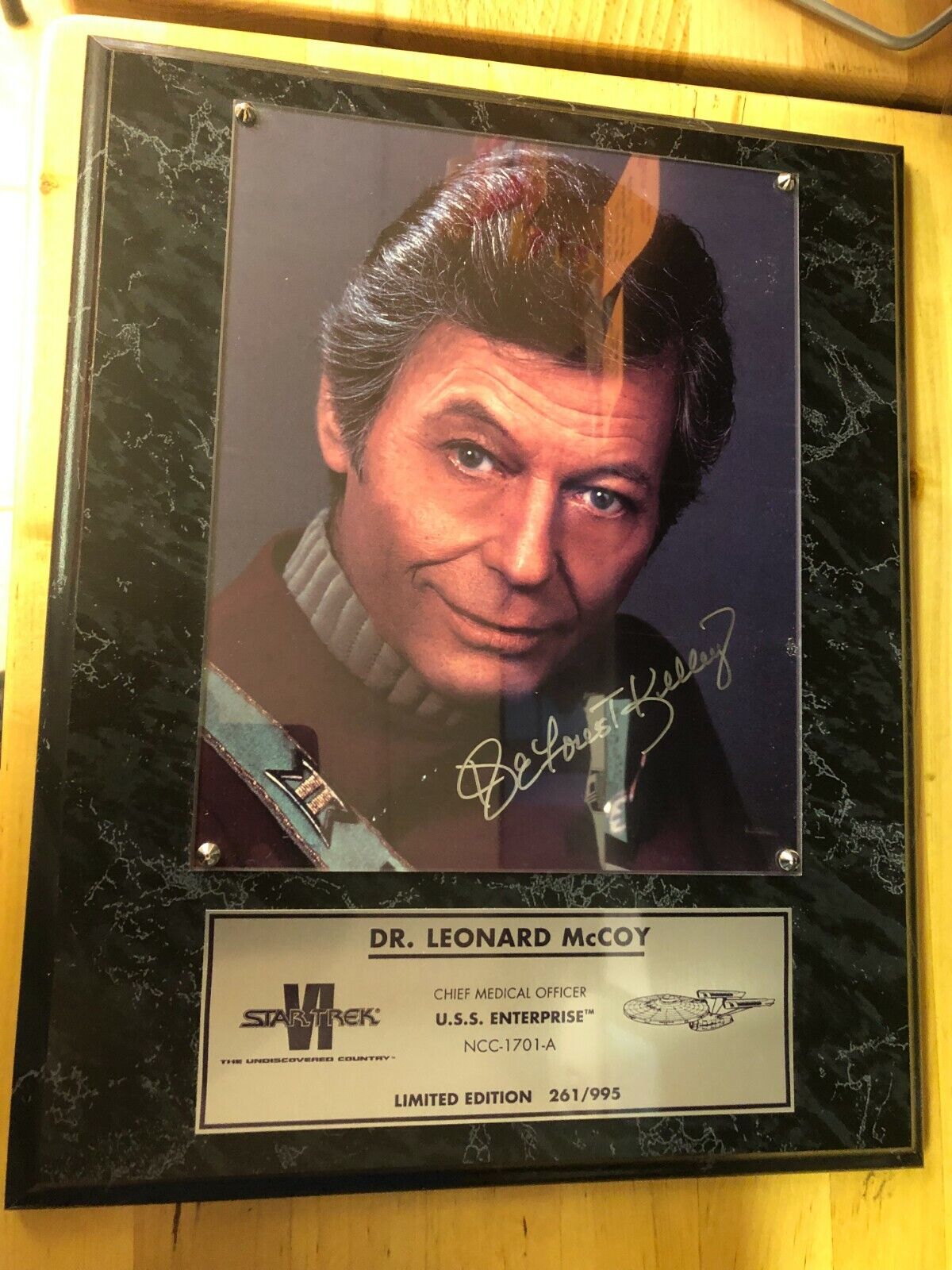 Star Trek Deforest Kelley Dr. McCoy Bones hand Signed Photo Plaque 261/995 COA