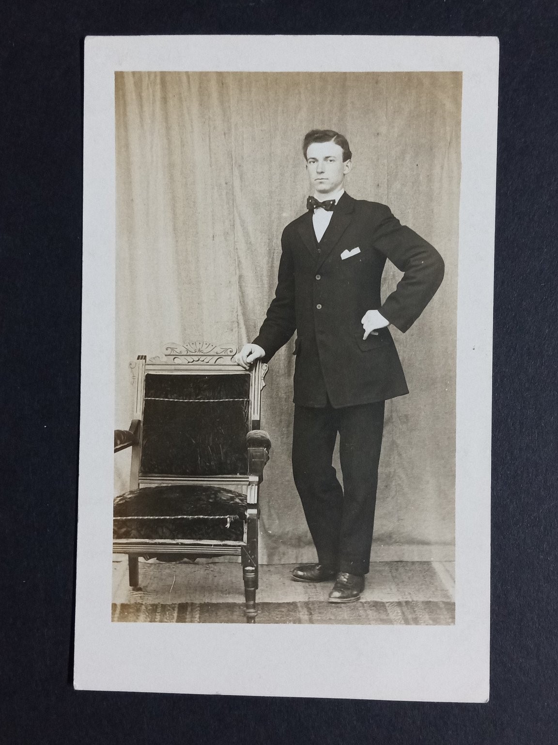 Vintage RPPC Young Man Studio Portrait Bow Tie Suit Fashion 1900s Postcard Vintage RPPC Young Man Studio Portrait Bow Tie Suit Fashion 1900s Postcard