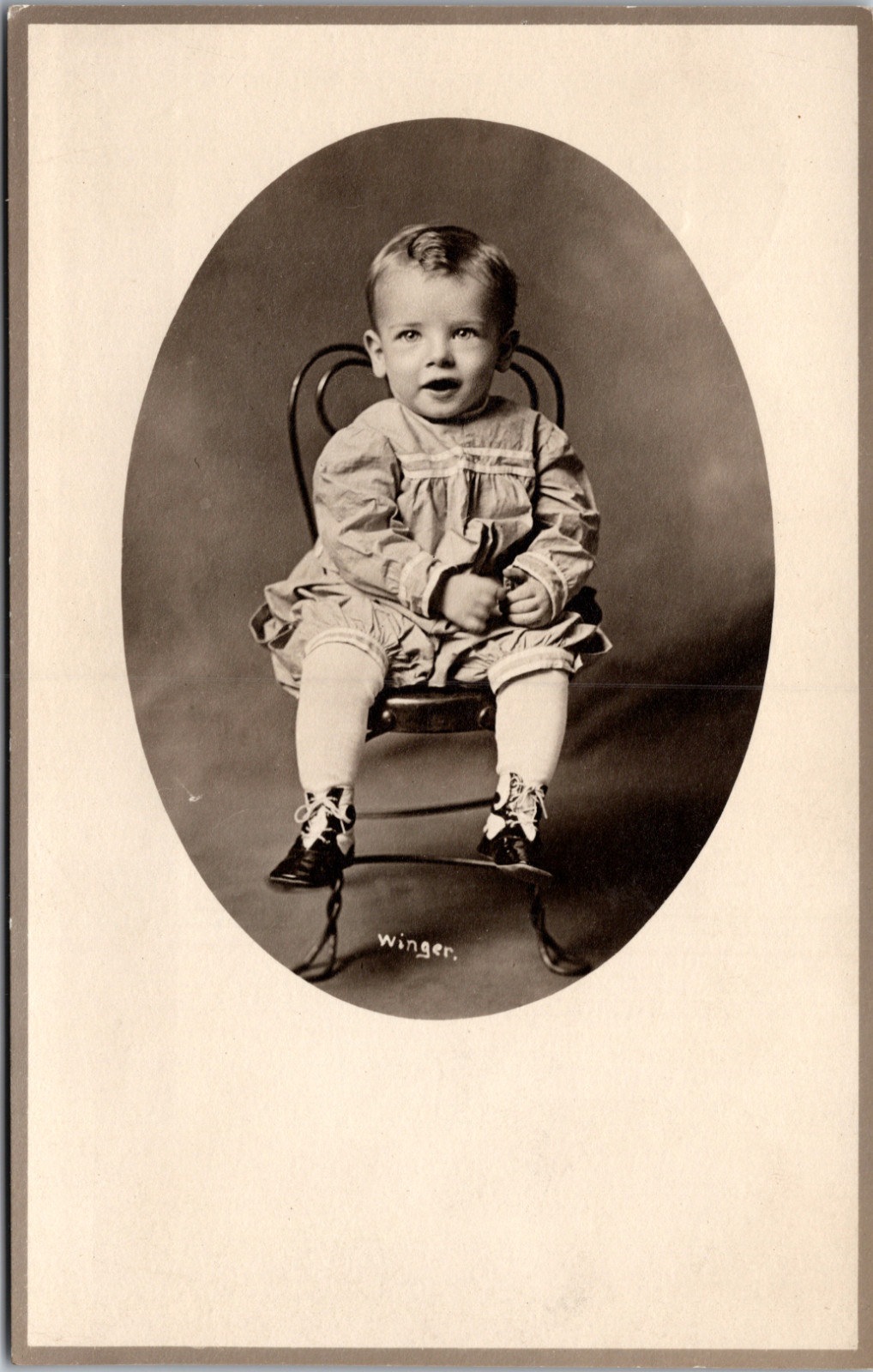 Baby Toddler Studio Portrait Artura RPPC Real Photo Postcard Antique VTG
