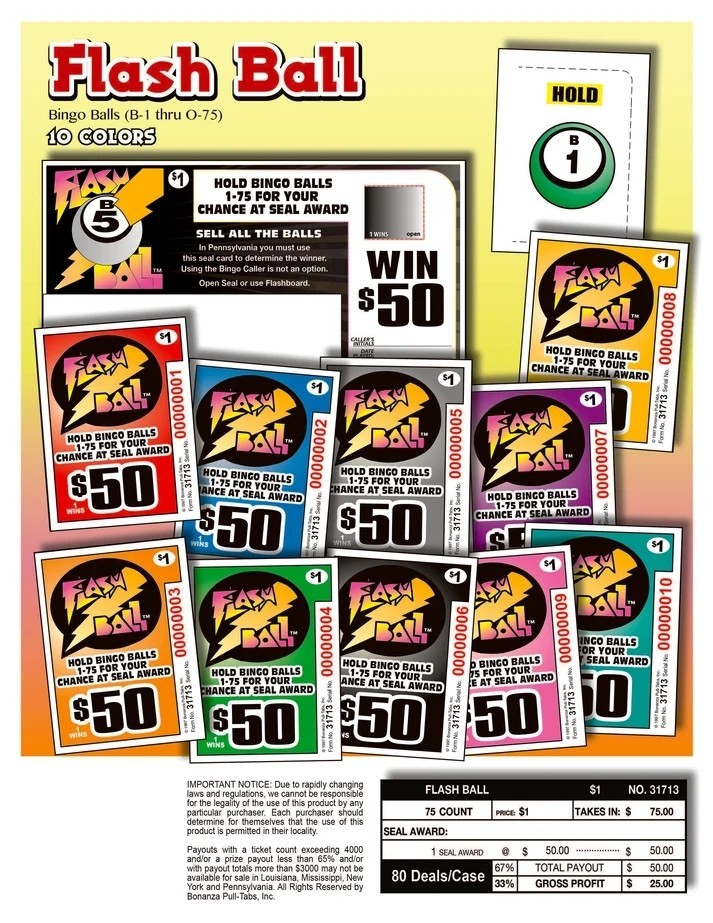 Pull Tickets - Flash Ball- Seal - 75 Count Pull Tickets - Flash Ball- Seal - 75 Count