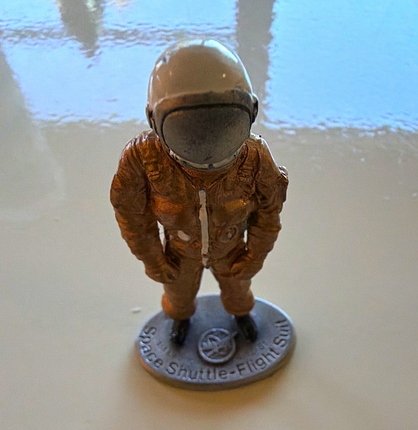 NASA Space Shuttle Astronaut Figurine Flight Suit on Base 1st Launch 4-12-81