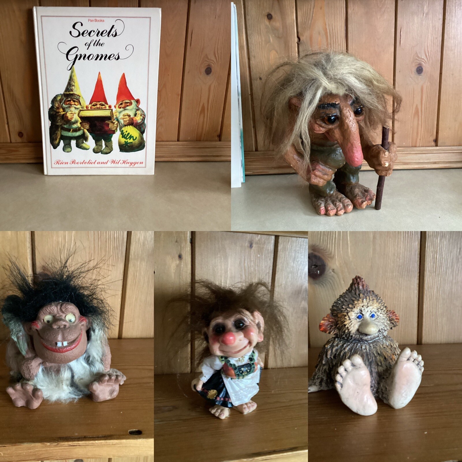 Gnomes GNOMES Trolls Vintage Collection of 4 Figures & Secrets Of Gnomes Book