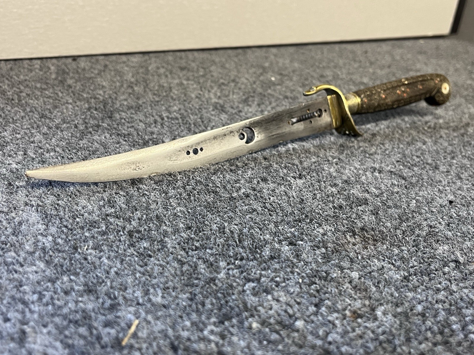 Antique Tunisian Dagger 19th Century Hand-Forged Blade,Coral/Brass,North Africa