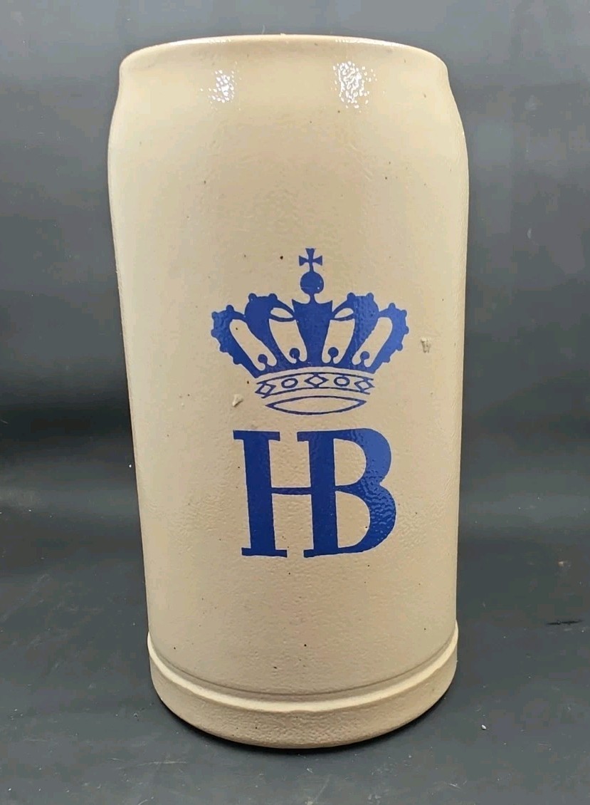 Vintage Authentic Hofbräuhaus München (HB) 1-Liter Salt-Glazed Stoneware Beer...