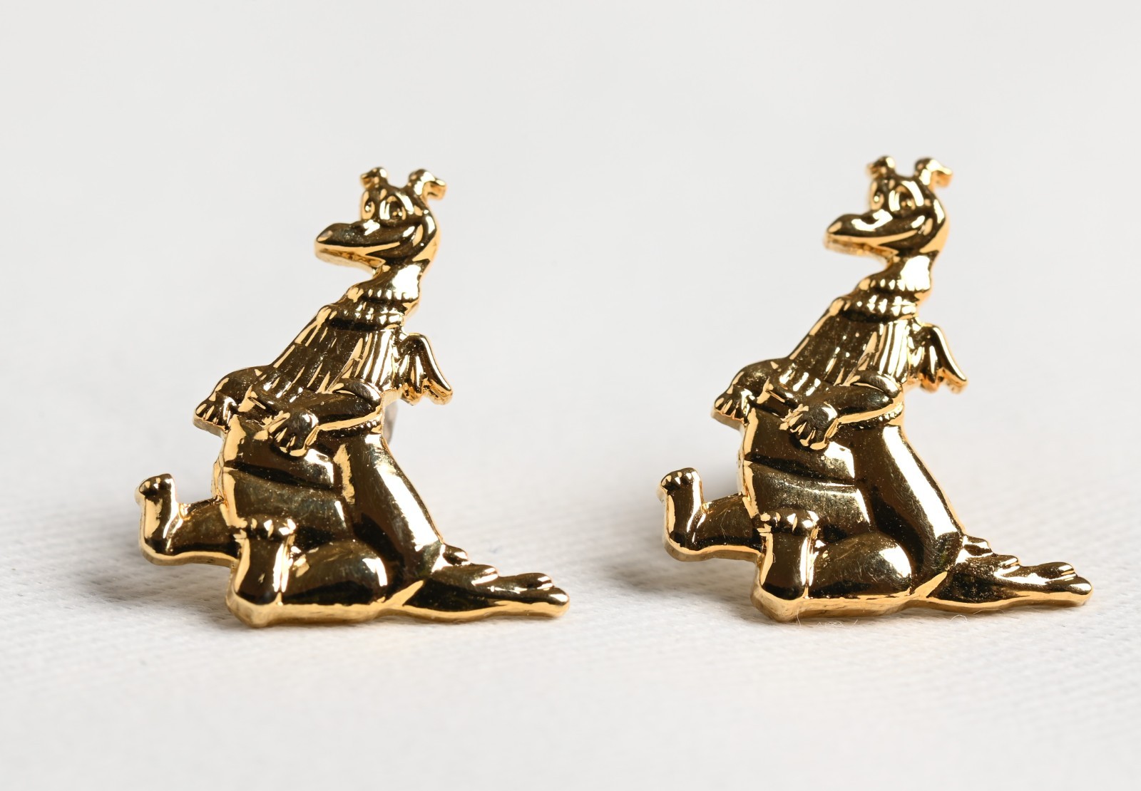 Vintage 1980s Disney Figment Earrings EPCOT Journey Into Imagination Gold Tone