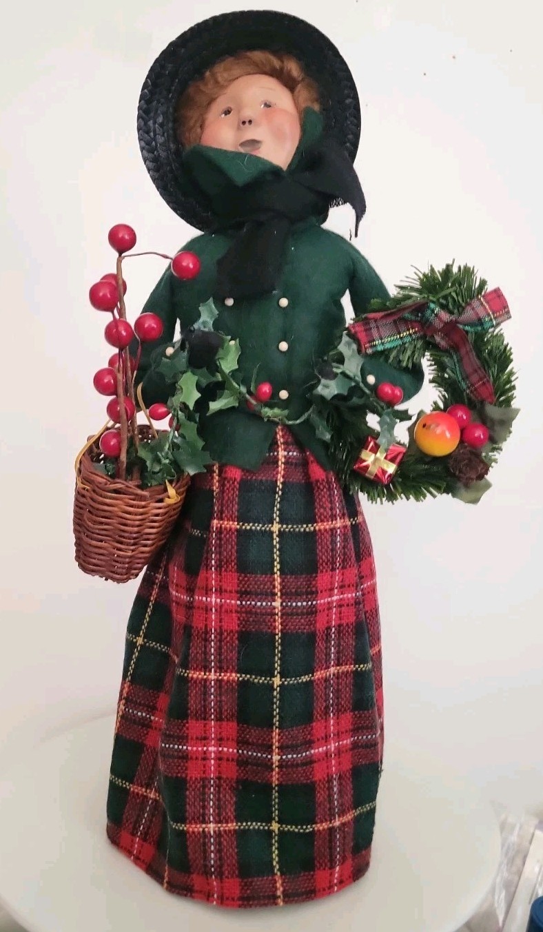 Bryers Choice LTD 2008 The Carolers Retired Woman W/Plaid Skirt & Green Top