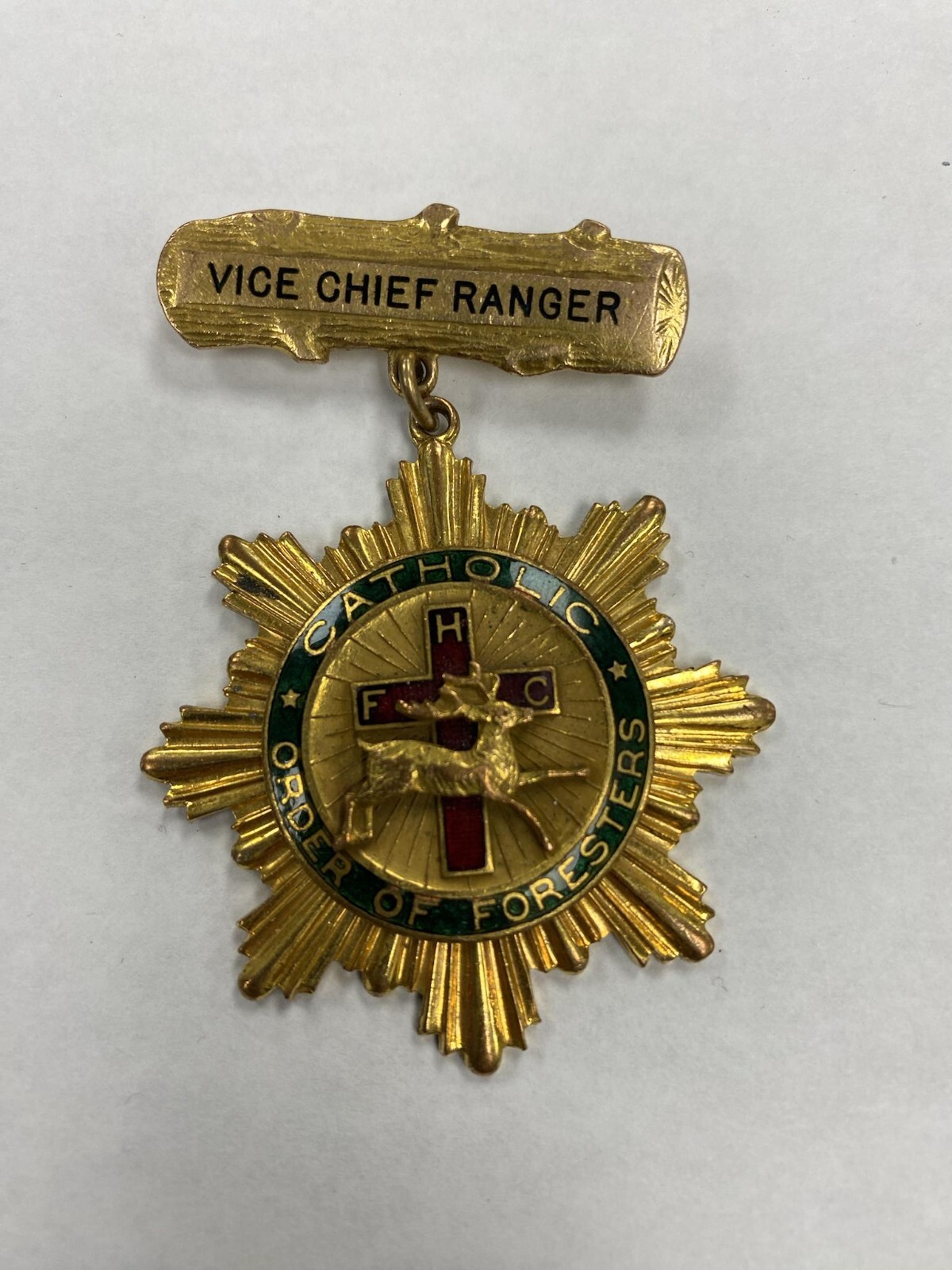 1920s Antique Catholic Order of Foresters Vice Chief Ranger Large medal Robbins