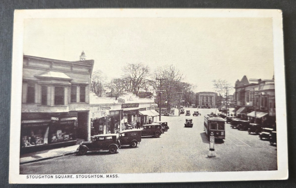 Vintage Stoughton Square Stoughton MASS Photo Postcard Automobiles Vintage Stoughton Square Stoughton MASS Photo Postcard Automobiles
