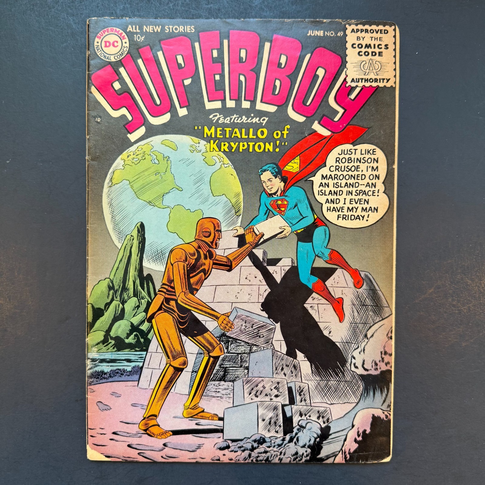 Superboy 49 KEY 1st Metallo EARLY Silver Age DC 1956 Curt Swan cover comic book