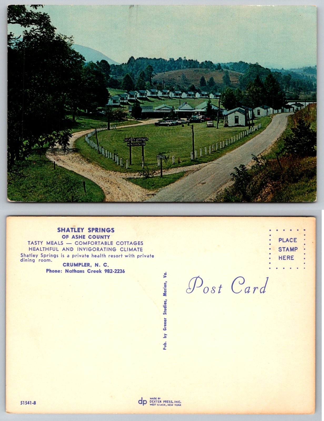 Shatley Springs Resort Crumpler North Carolina Postcard PB296-N