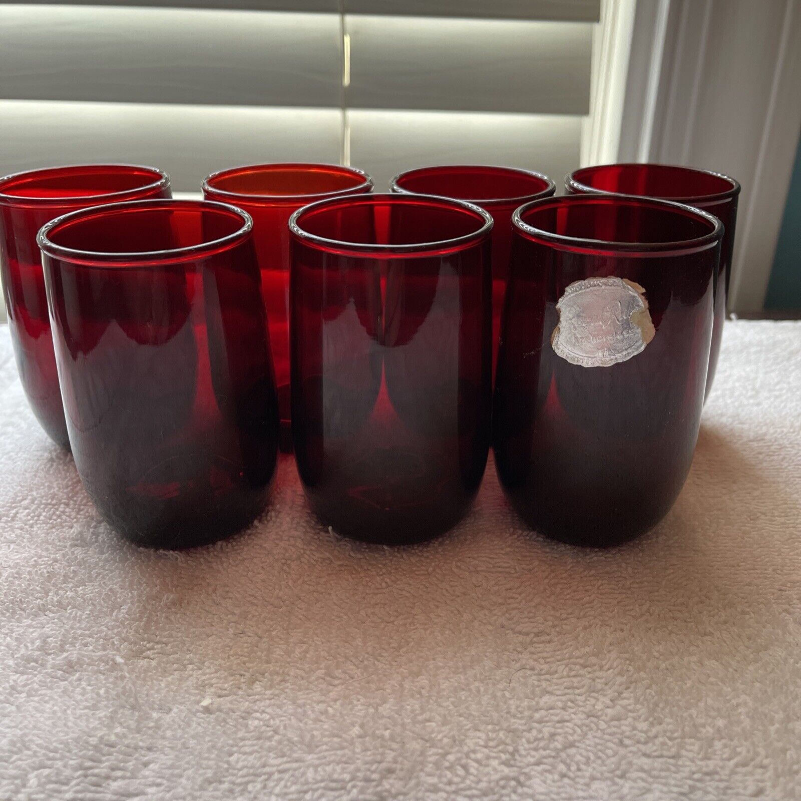 8 Vintage Anchor Hocking Royal Ruby Red Glass Juice Tumblers 3 1/4\