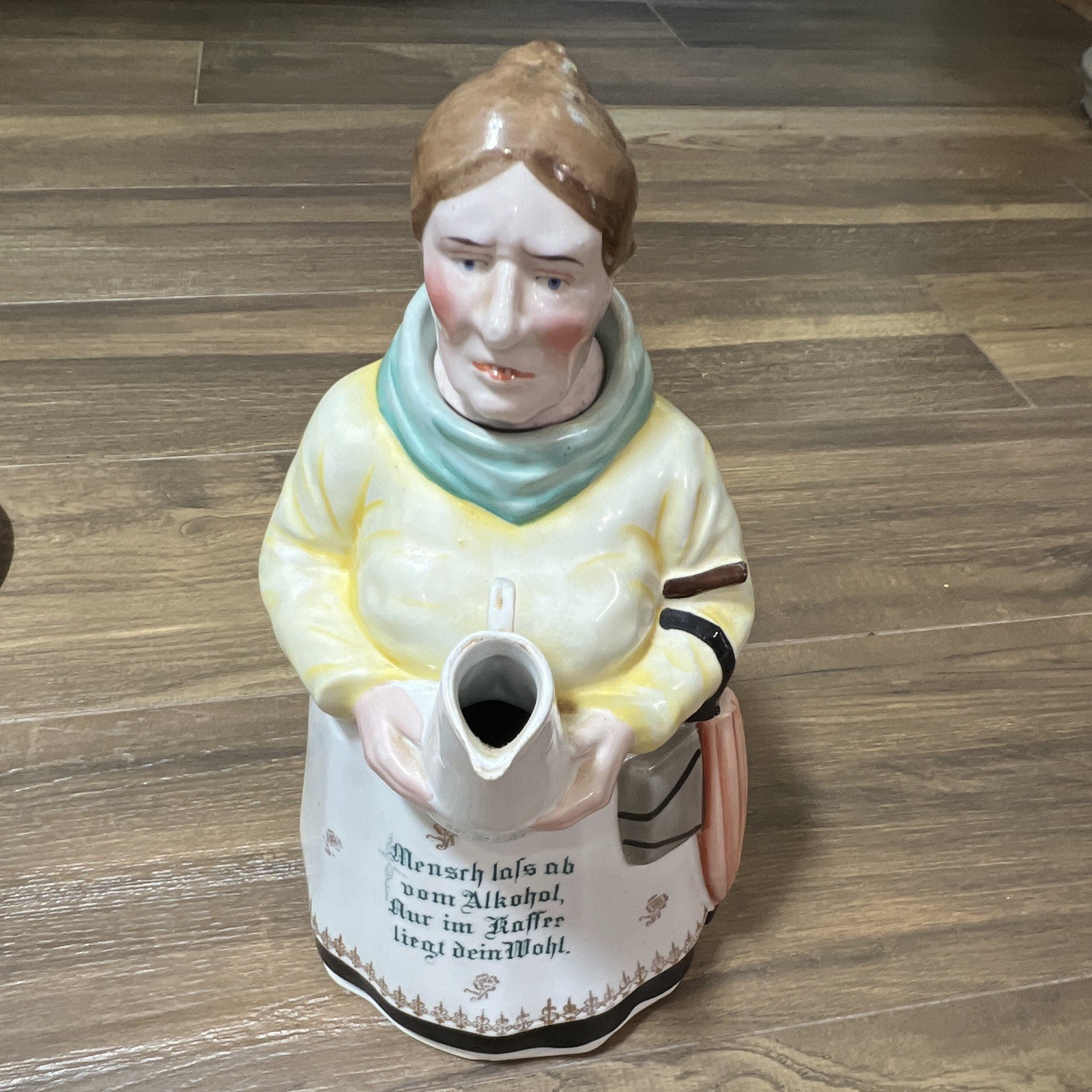 Vintage 1900’s German Ceramic Figural Woman  w/ Head Stopper coffee pot