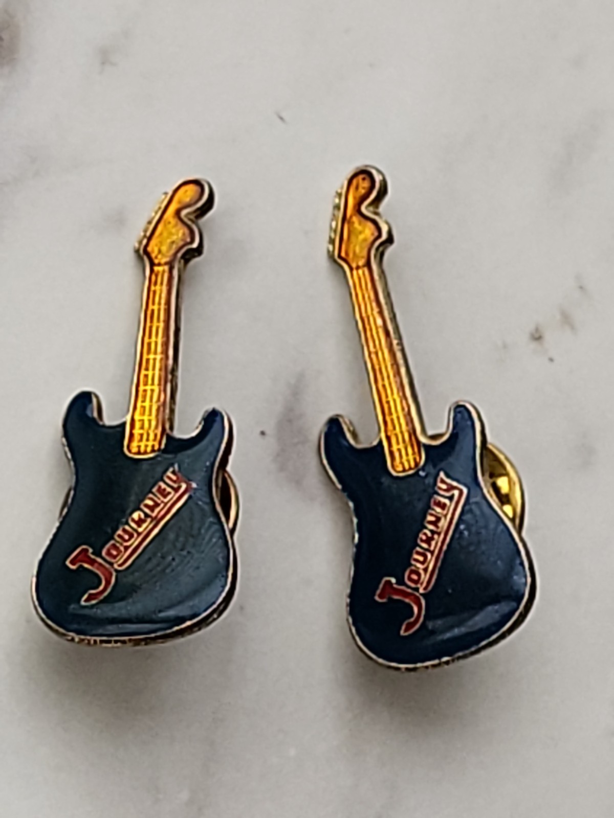 1980s JOURNEY Band Guitar Shaped Pin Total Of Two Pins 1.25
