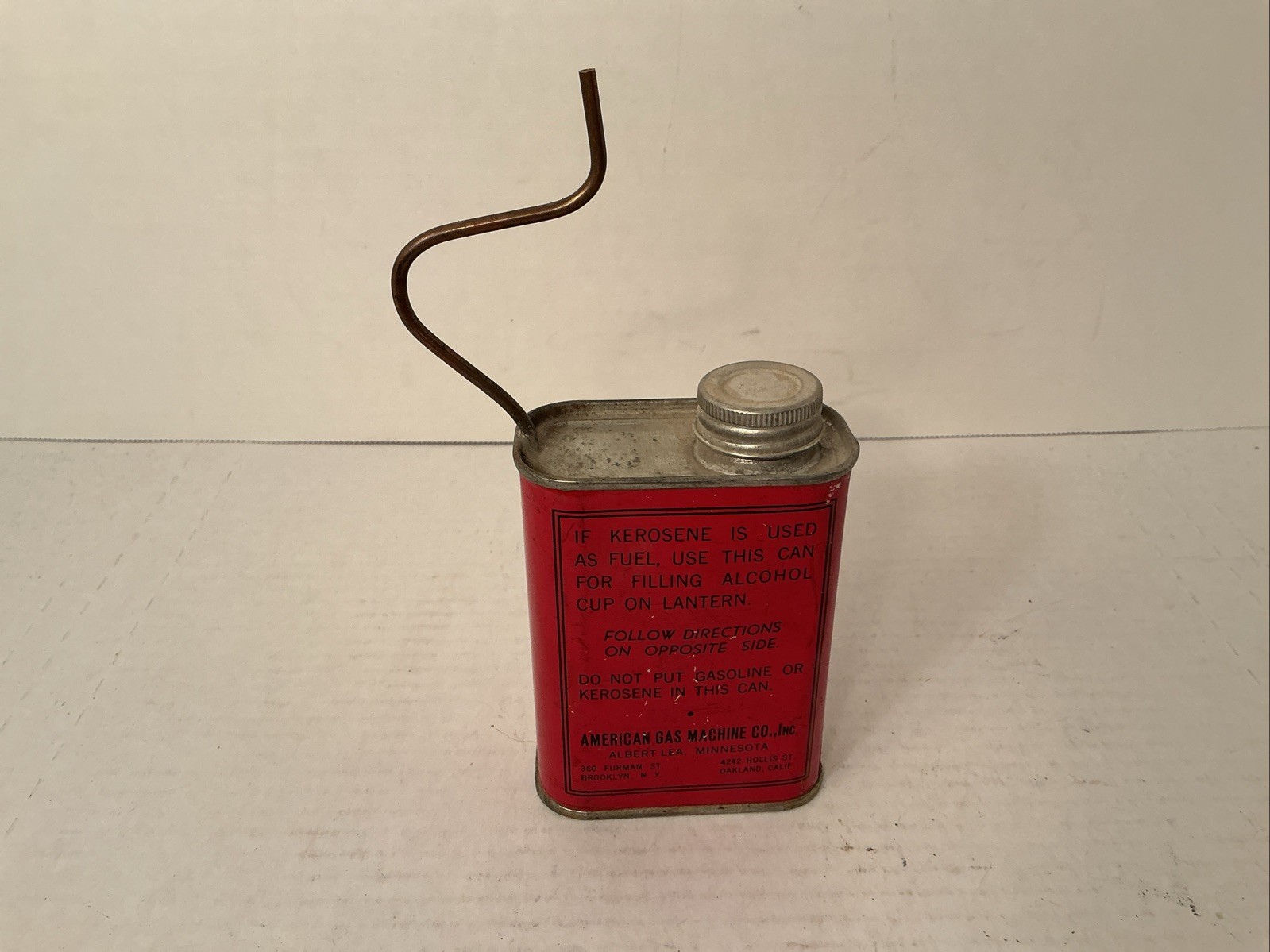 American Gas Machine Co Spirit Can Kerosene Lantern Alcohol Cup RARE Advertising