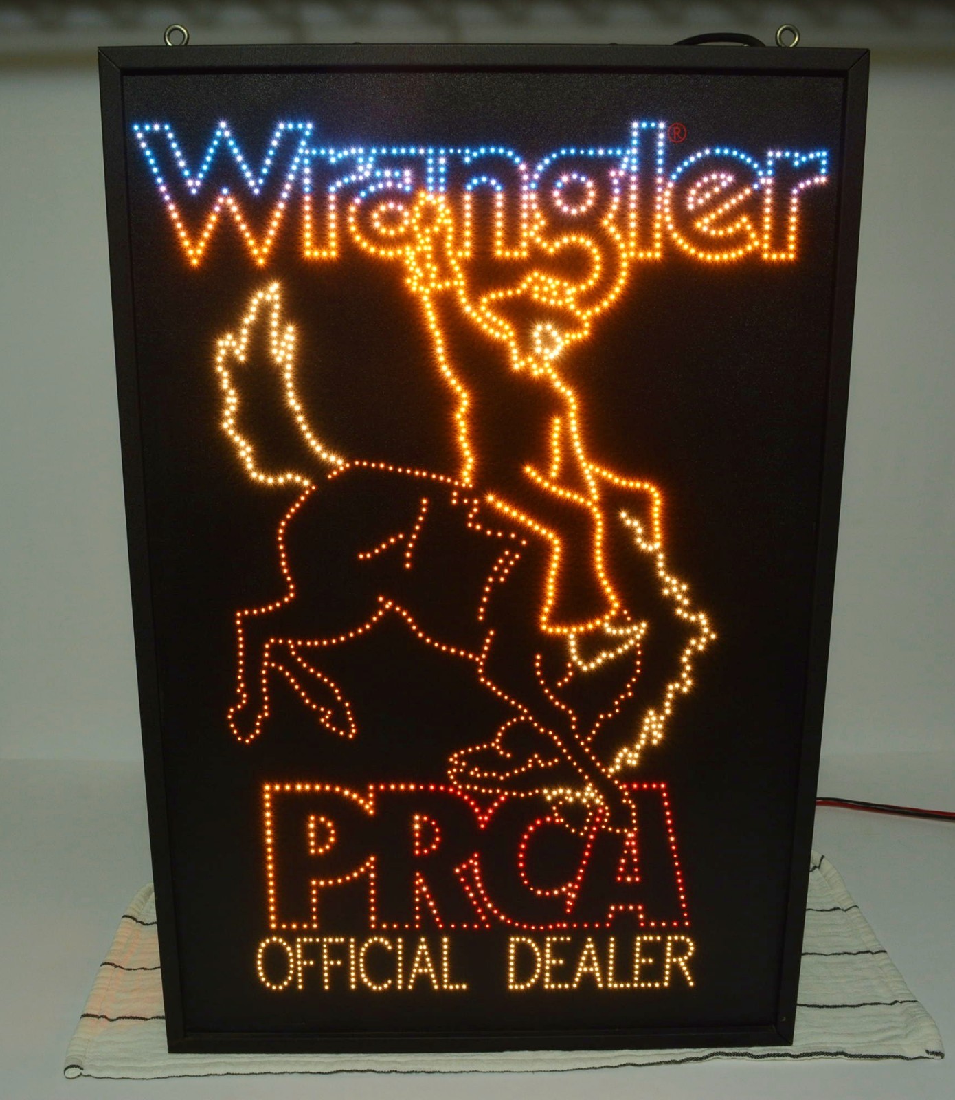Vtg. 1992 Wrangler Jeans PRCA Pro Rodeo Cowboys Ass. Fiber Optic Light-up Sign