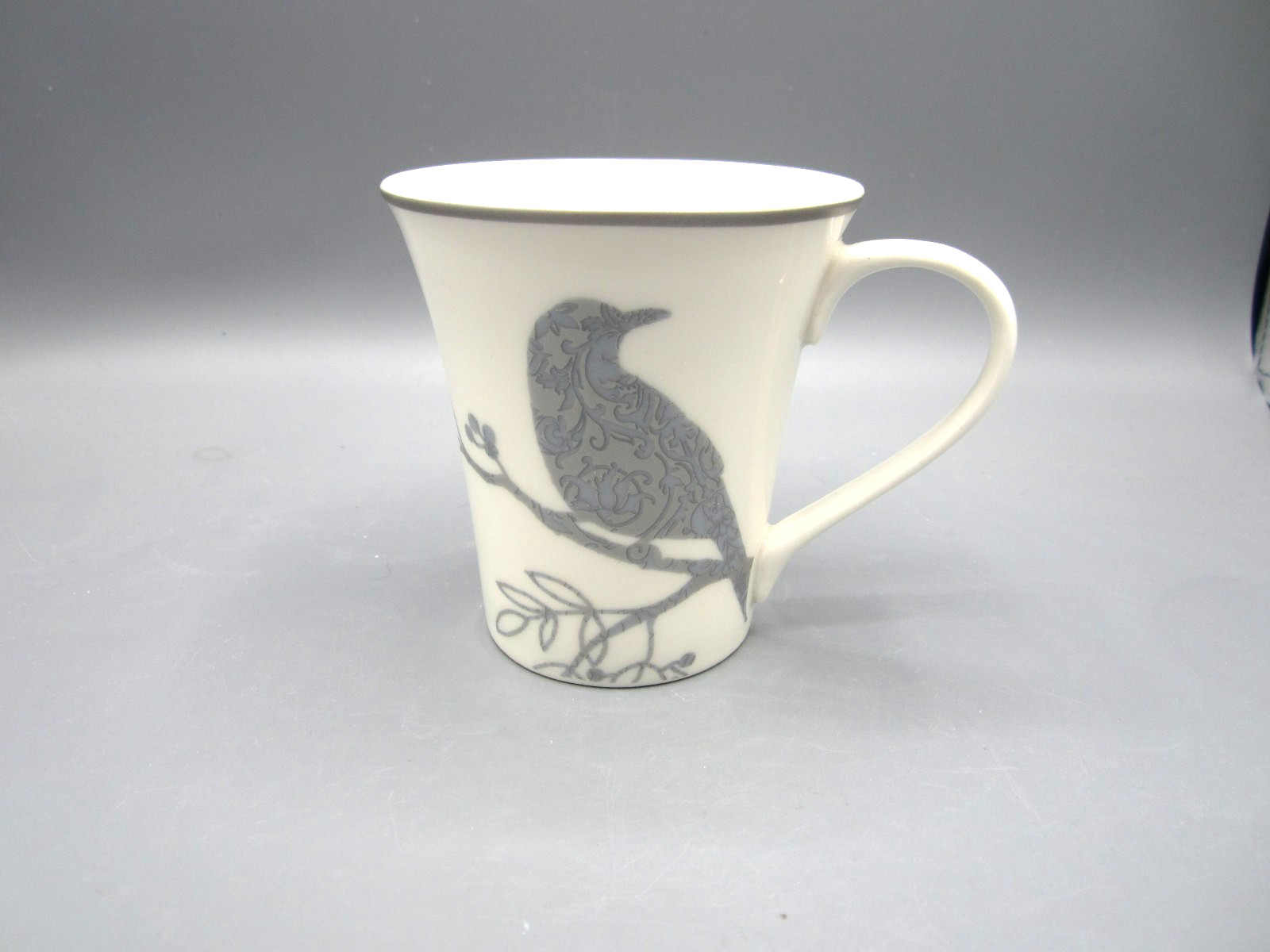 222 Fifth, Fontana, White Silver Bird on Bra nch, Tea Coffee Mugs 11 oz (323)