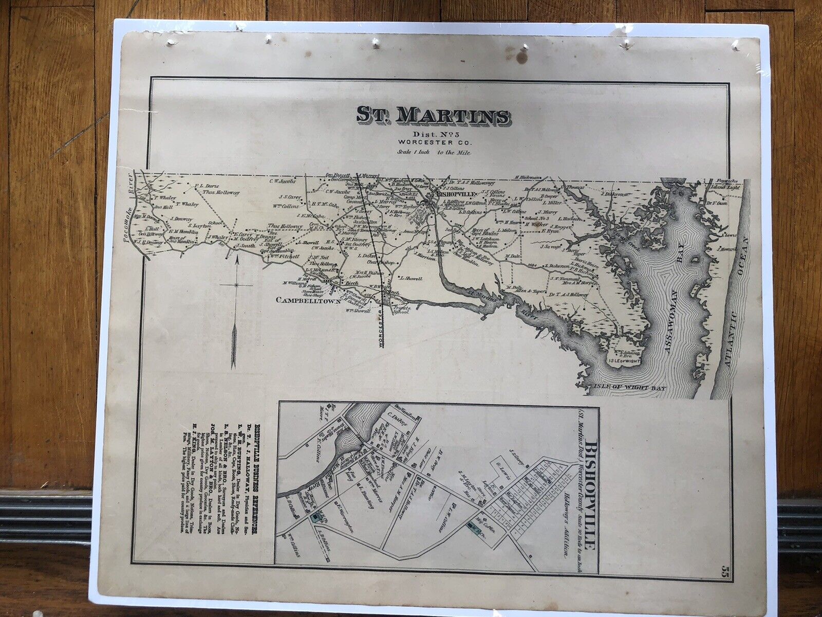 1877 Street Map North OCEAN CITY MARYLAND Worcester COUNTY Property Owner Names