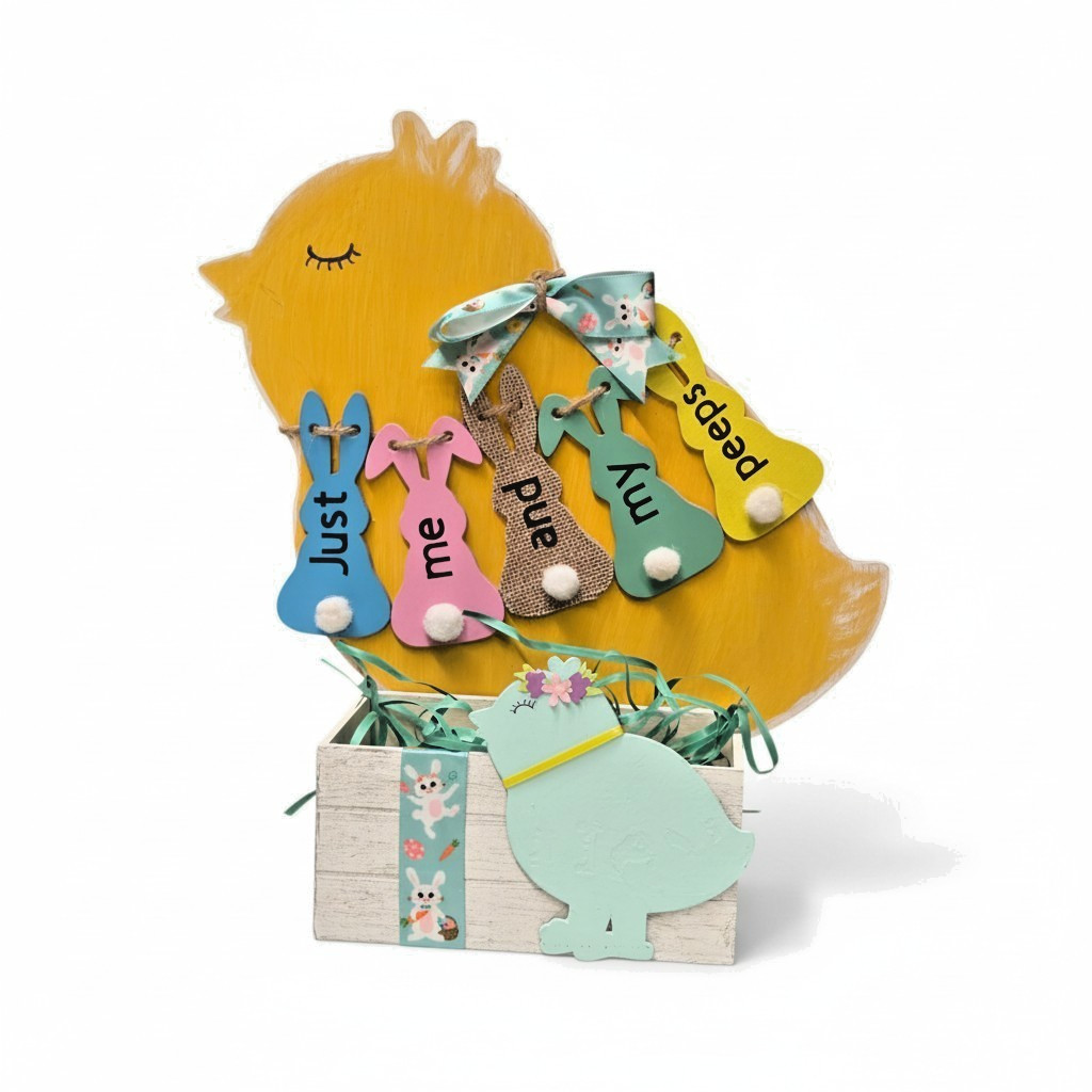Handmade Easter Chick Peeps Holder Wood Easter Season Basket Display Handmade Easter Chick Peeps Holder Wood Easter Season Basket Display