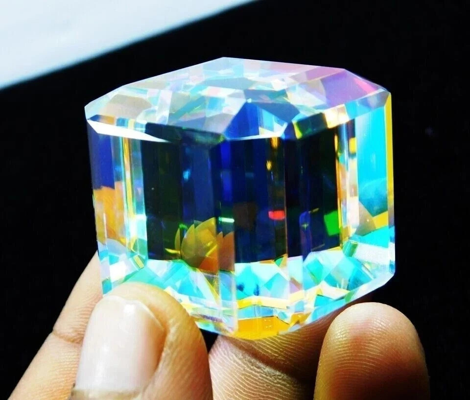 Certified 500 CT Natural Huge Mystic Topaz Rainbow Color Cube Loose Gemstone