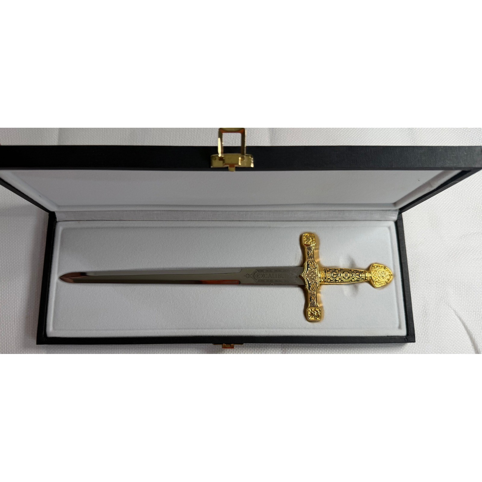Anframa Excalibur Letter Opener 24K Gold Damascene Toledo Spain Miniature Sword