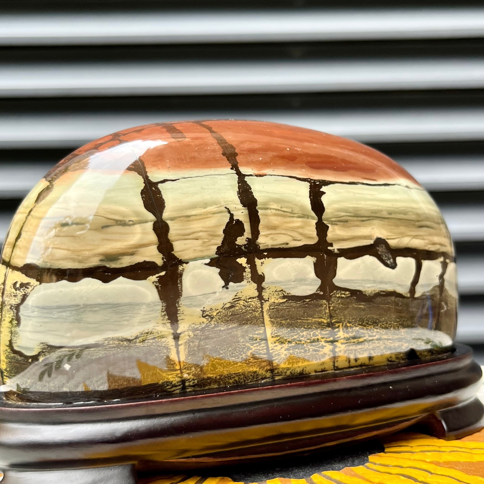 3 lb  Natural Picture Stone Polished Arc Landscape Art Home Office Desk Decor