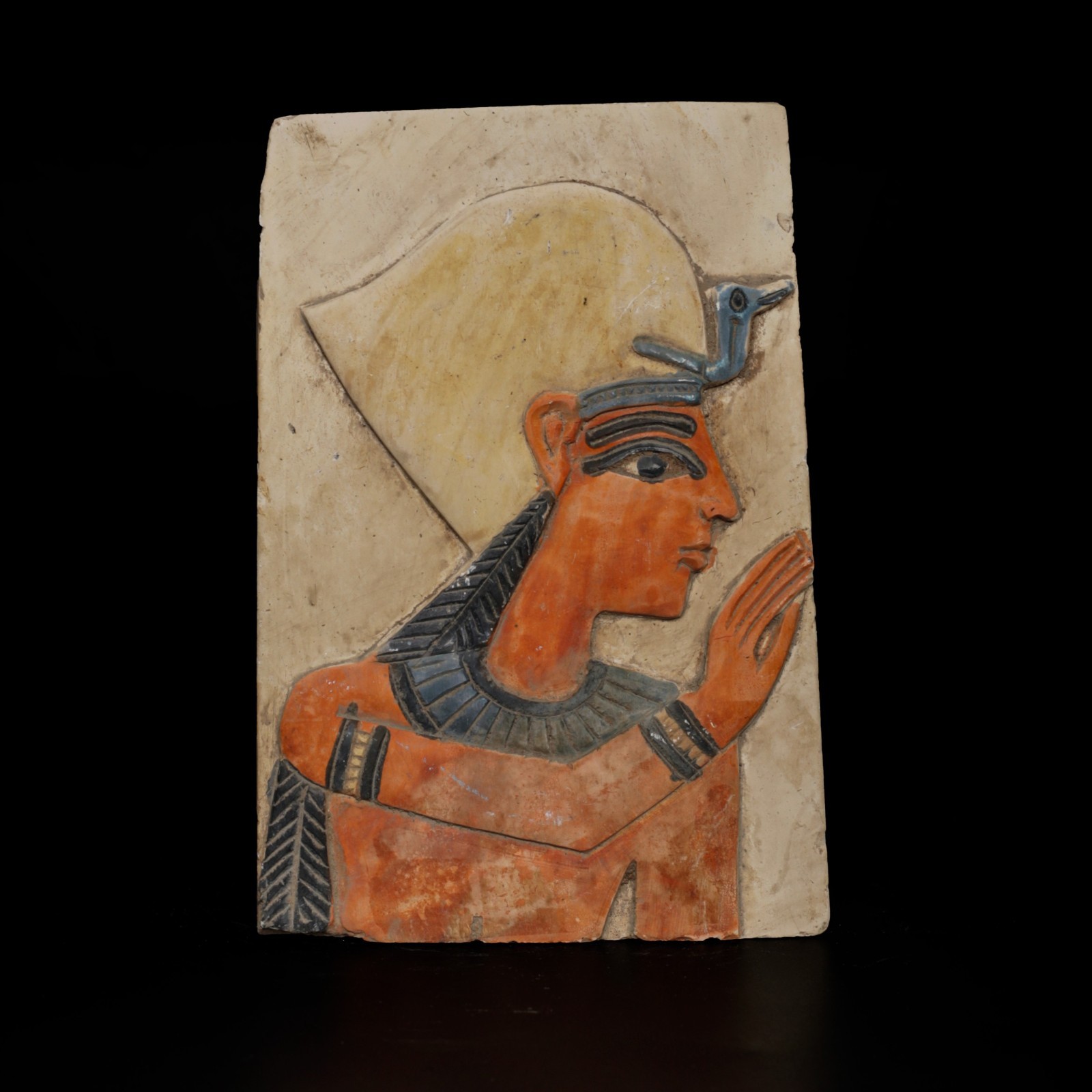 Pharaonic relief carved limestone wall panel of divine rites, Egyptian artifact Pharaonic relief carved limestone wall panel of divine rites, Egyptian artifact