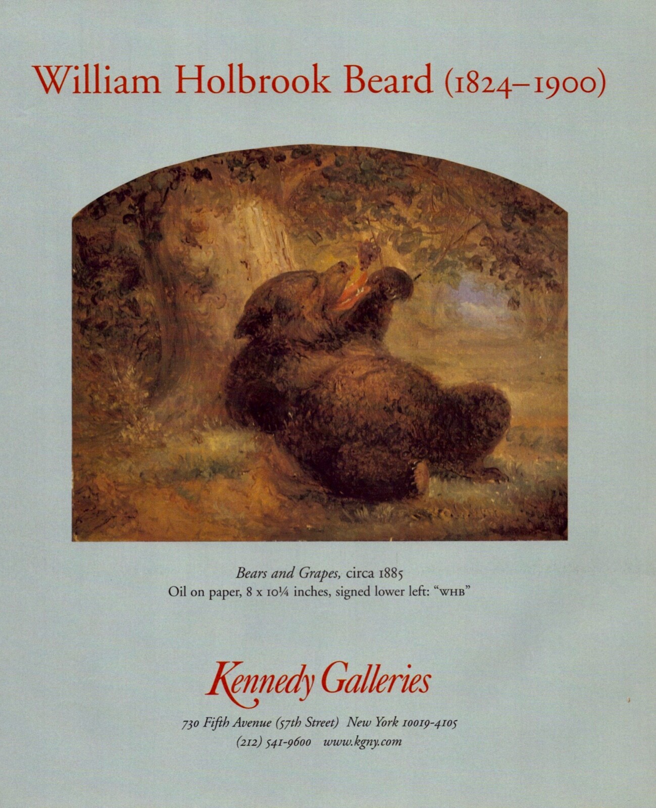 2002 WILLIAM HOLBROOK BEARD Art Gallery Exhibit Bears and Grapes Mag. PRINT AD