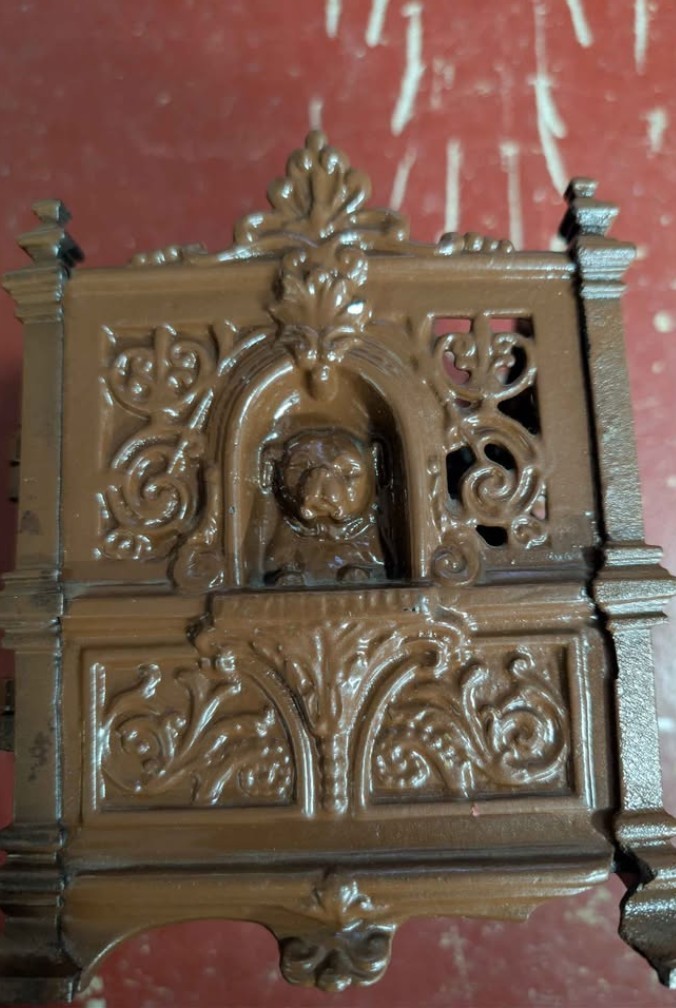 VTG Antique Cast Iron Fidelity Trust Vault Bank Paying Teller Bulldog...