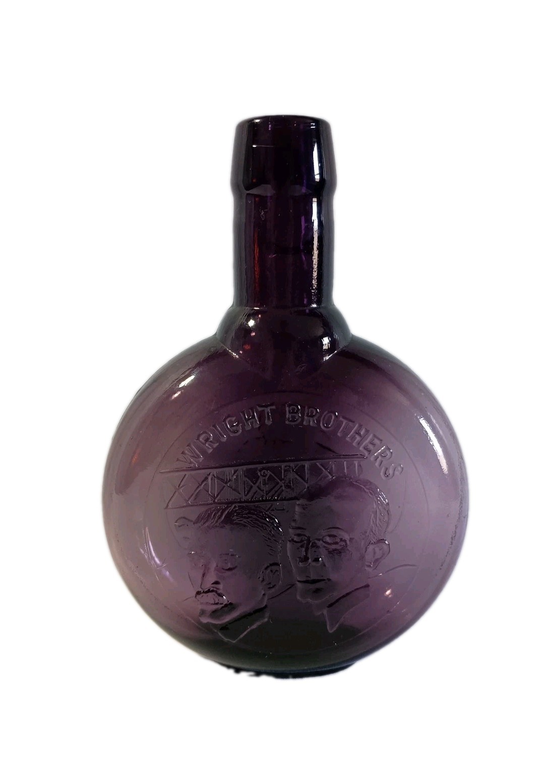 Clevenger Brothers Museum Editions Wright Brothers Amethyst Bottle Vintage Glass